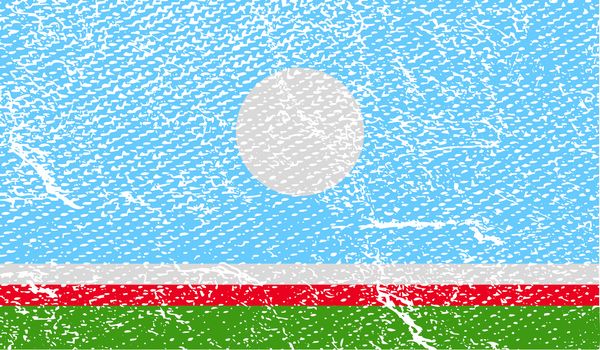 Flag of  Sakha Yakutia Republic, Russia with old texture.  illustration