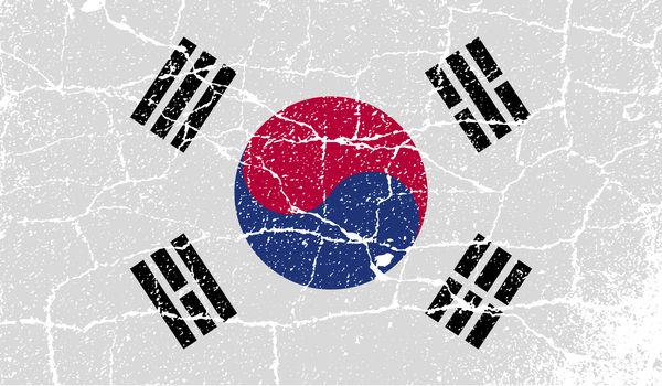 Flag of South Korea with old texture.  illustration