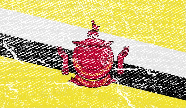 Flag of Brunei with old texture.  illustration