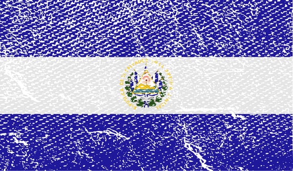 Flag of El Salvador with old texture.  illustration