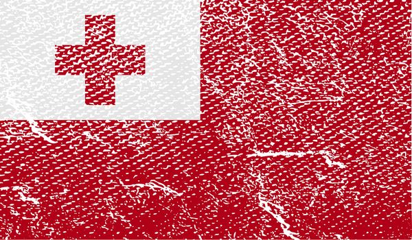 Flag of Tonga with old texture.  illustration