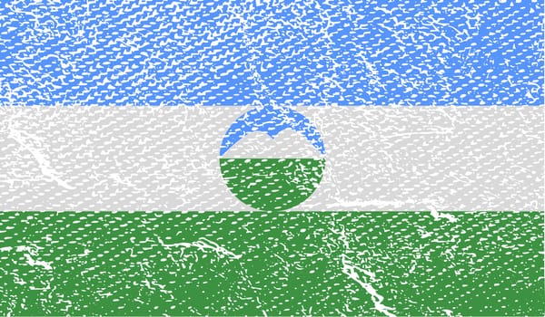 Flag of Kabardino-Balkaria with old texture.  illustration