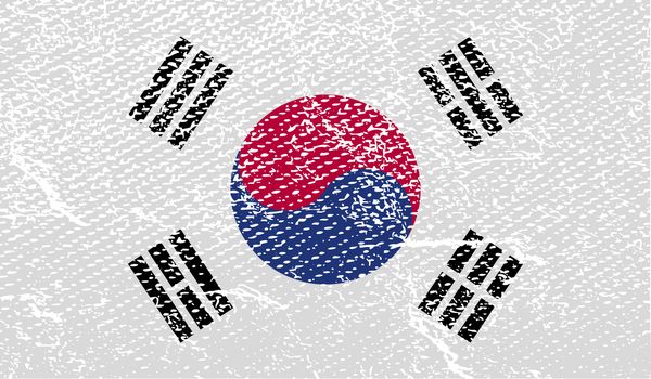 Flag of South Korea with old texture.  illustration