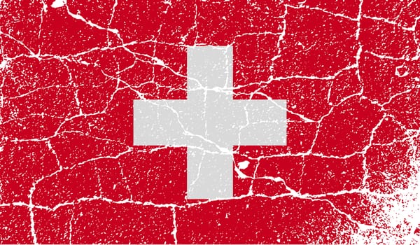 Flag of Switzerland with old texture.  illustration
