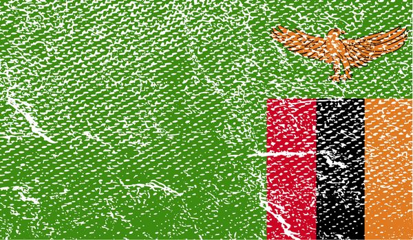 Flag of Zambia with old texture.  illustration