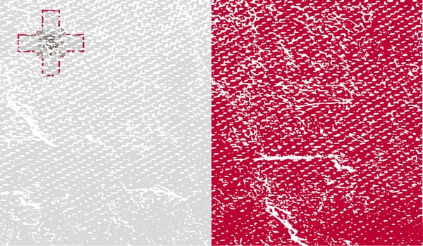 Flag of Malta with old texture.  illustration