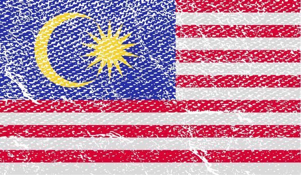 Flag of Malaysia with old texture.  illustration