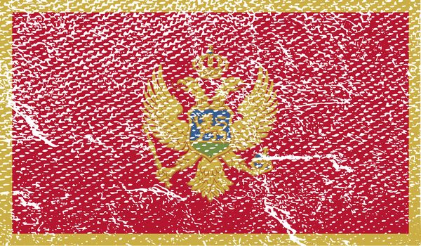 Flag of Montenegro with old texture.  illustration