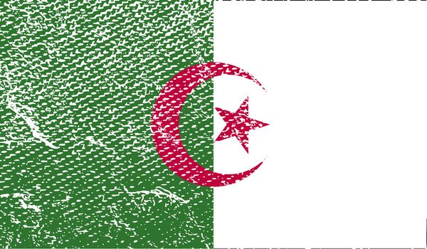 Flag of Algeria with old texture.  illustration