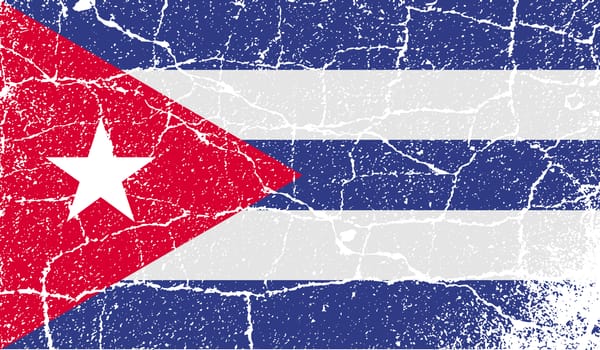 Flag of Cuba with old texture.  illustration