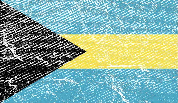 Flag of Bahamas with old texture.  illustration