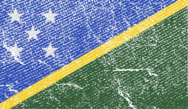 Flag of Solomon Islands with old texture.  illustration