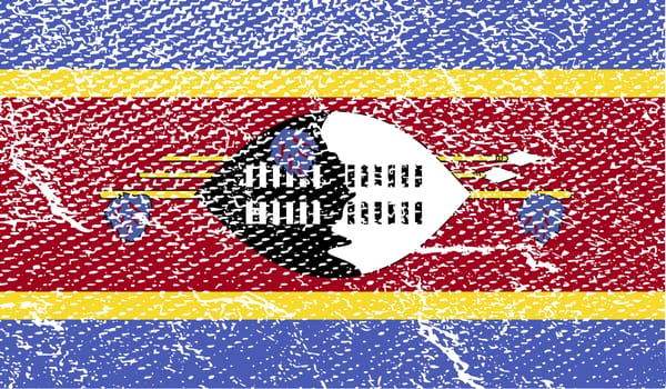 Flag of Swaziland with old texture.  illustration