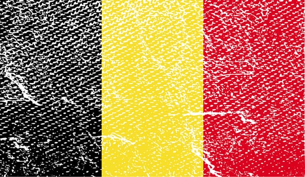 Flag of Belgium with old texture.  illustration