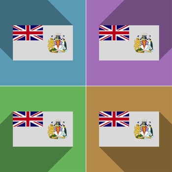 Flags of British Antarctic Territory. Set of colors flat design and long shadows.  illustration