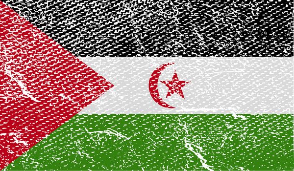 Flag of Western Sahara with old texture.  illustration