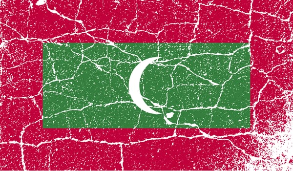 Flag of Maldives with old texture.  illustration