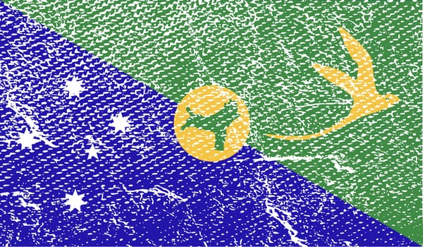 Flag of Christmas Island with old texture.  illustration