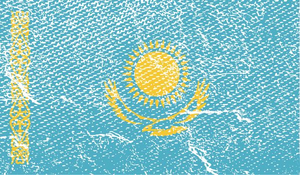 Flag of Kazakhstan with old texture.  illustration