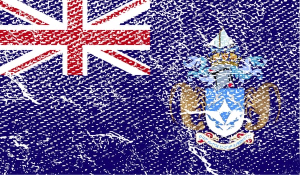 Flag of Tristan da Cunha with old texture.  illustration