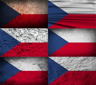 Flag of Czech Republic with old texture.  illustration