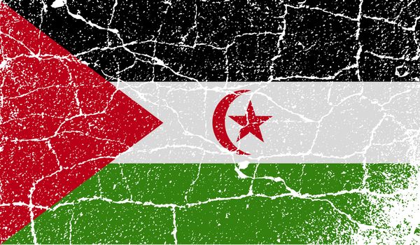 Flag of Western Sahara with old texture.  illustration