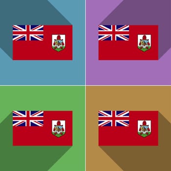 Flags of Bermuda. Set of colors flat design and long shadows.  illustration