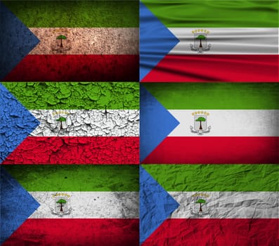 Flag of Equatorial Guinea with old texture.  illustration