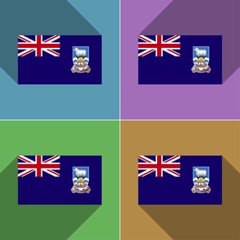 Flags of Falkland Islands. Set of colors flat design and long shadows.  illustration