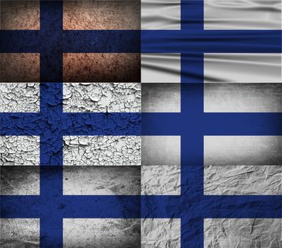 Flag of Finland with old texture.  illustration