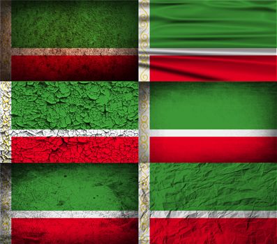 Flag of Chechen Republic with old texture.  illustration