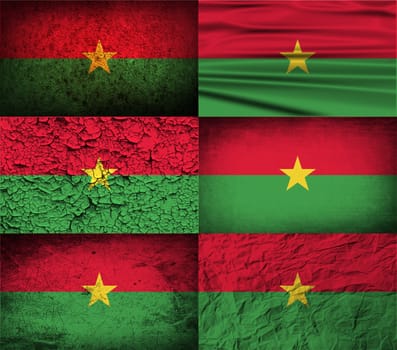 Flag of Burkina Faso with old texture.  illustration
