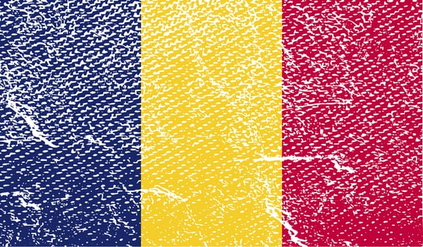 Flag of Chad with old texture.  illustration