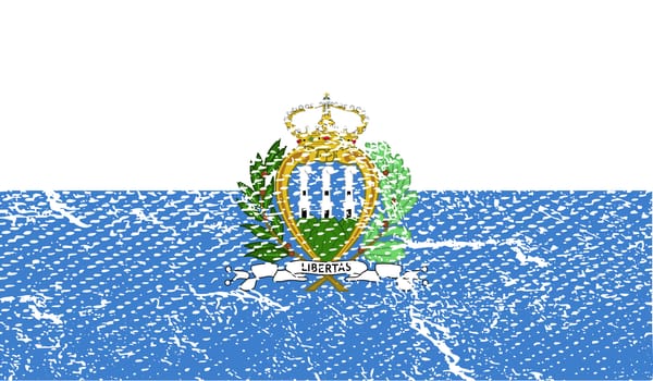 Flag of San Marino with old texture.  illustration