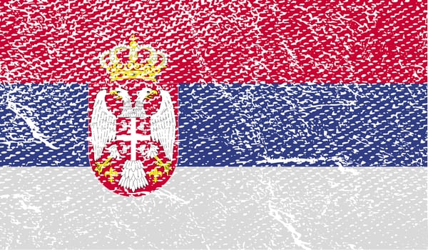 Flag of Serbia with old texture.  illustration