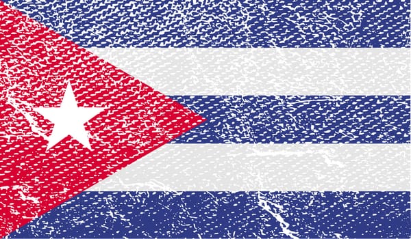 Flag of Cuba with old texture.  illustration