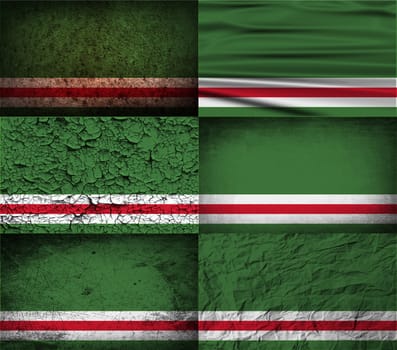 Flag of Chechen Republic of Ichkeria with old texture.  illustration