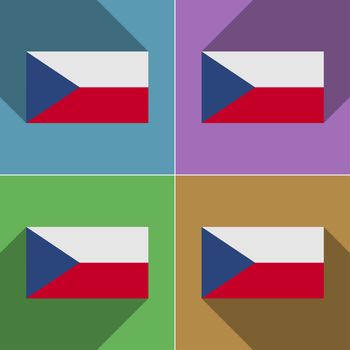 Flags of Czech Republic. Set of colors flat design and long shadows.  illustration