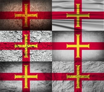 Flag of Guernsey with old texture.  illustration