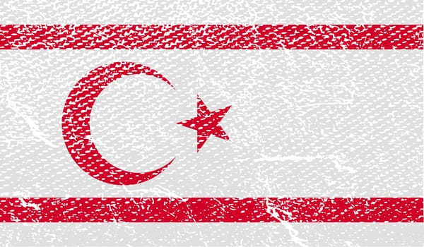 Flag of Turkish and Northern Cyprus with old texture.  illustration