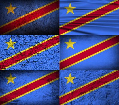 Flag of Congo Democratic Republic with old texture.  illustration