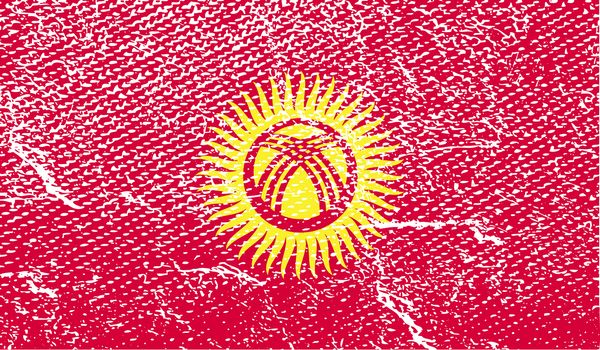 Flag of Kyrgyzstan with old texture.  illustration