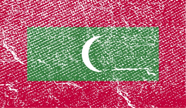 Flag of Maldives with old texture.  illustration