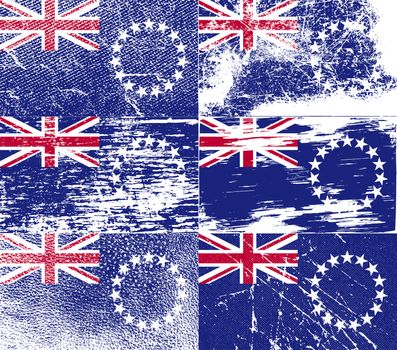 Flag of Cook islands with old texture.  illustration