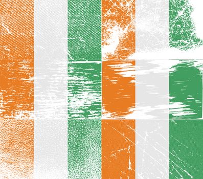 Flag of Cote dlvoire with old texture.  illustration