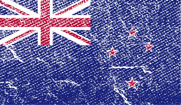 Flag of New Zeland with old texture.  illustration