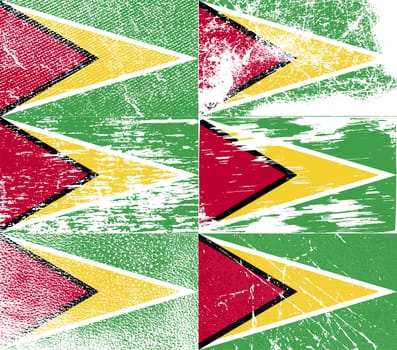 Flag of Guyana with old texture.  illustration