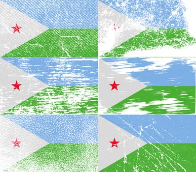 Flag of Djibouti with old texture.  illustration