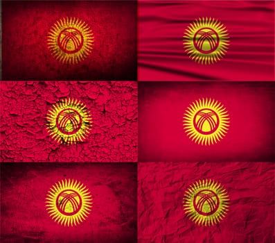 Flag of Kyrgyzstan with old texture.  illustration