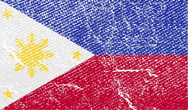 Flag of Philippiines with old texture.  illustration